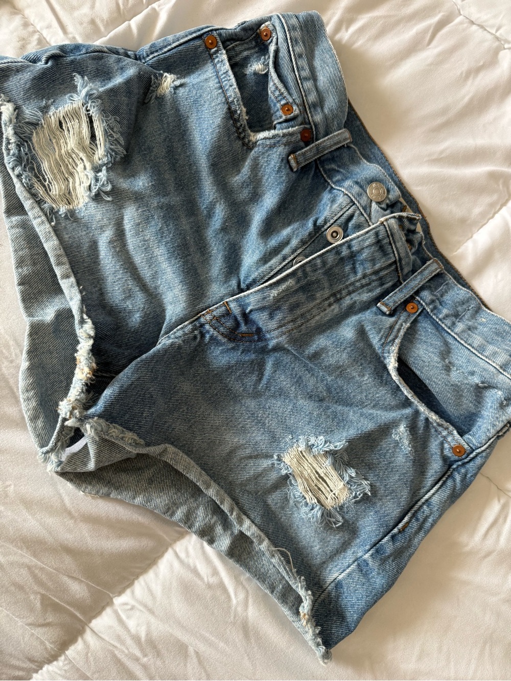 Madewell Light Blue Distressed Denim Jean Shorts